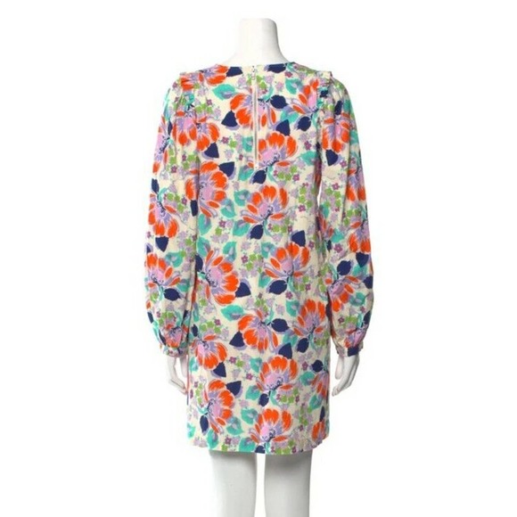 CECILIE COPENHAGEN Mirna Dress Mini Shift Ivory Blue Orange Floral M Medium (B - Picture 4 of 7